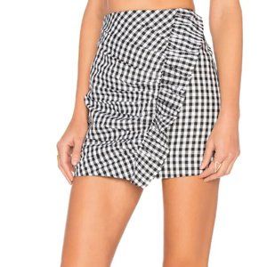 Lovers + Friends x REVOLVE Lisa Skirt Gingham Retro Ruffle Mini Cotton Sz S
